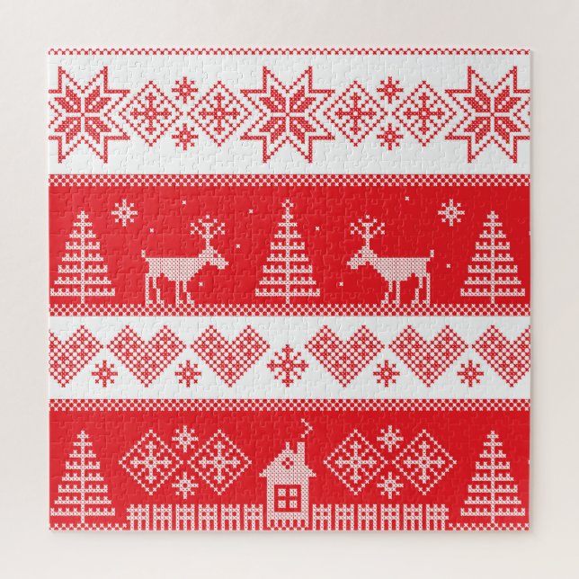 Puzzle Winter Wonderland: Vintage Seamless Design. (Vertical)
