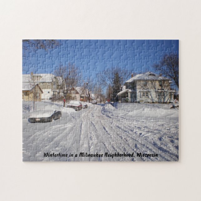 Puzzle Wintertime en un barrio de Milwaukee Wisconsin (Horizontal)