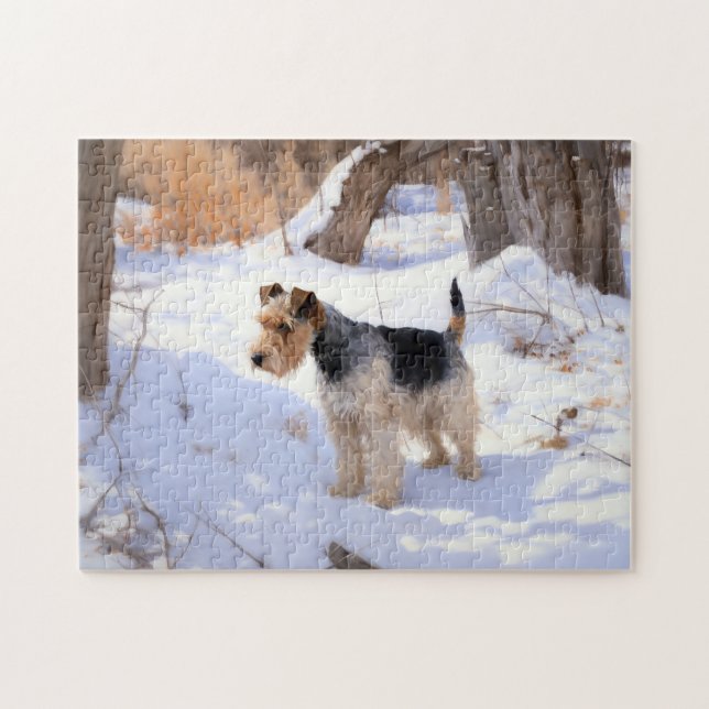 Puzzle Wire Fox Terrier Deja Que Nieva Navidades (Horizontal)