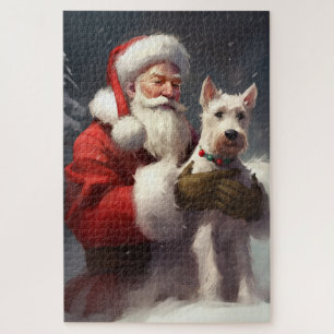 Puzzle Wire Fox Terrier Papá Noel Festivo de Navidad
