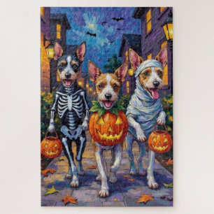 Puzzle Wire Fox Terrier pidiendo dulces en Halloween 