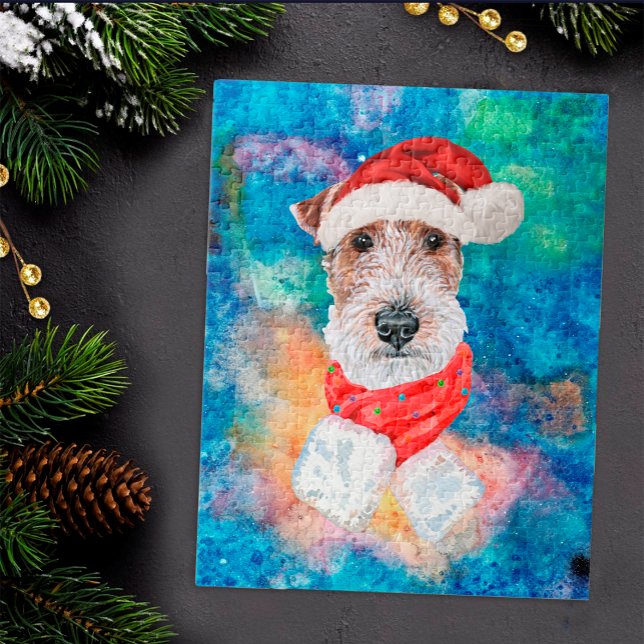 Puzzle Wire Fox Terrier Raza Perro Navidad  (Subido por el creador)