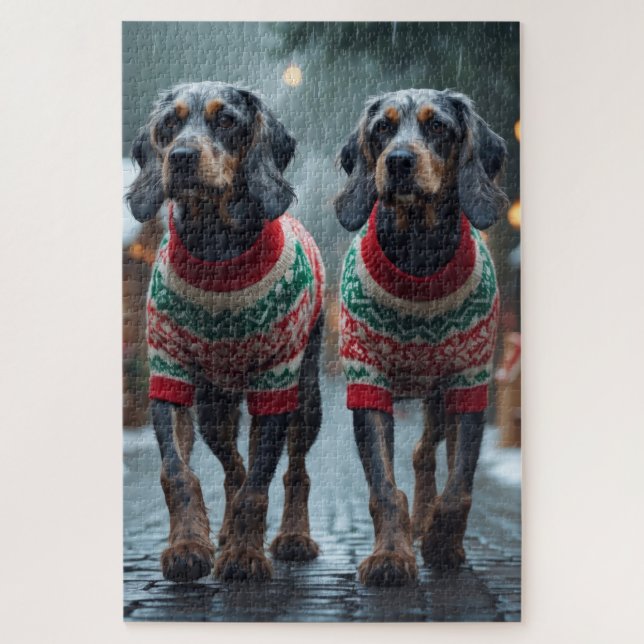 Puzzle Wired Haired Pointing Griffon Dogs Christmas Snow  (Vertical)
