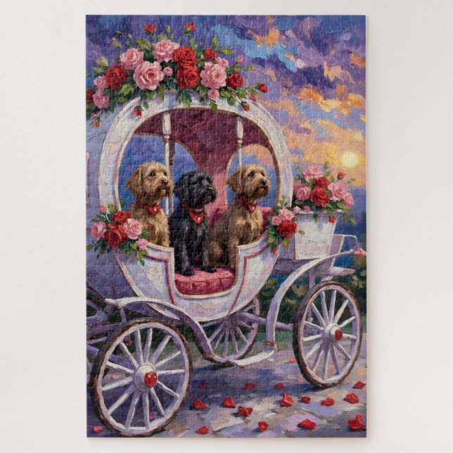 Puzzle Wirehaired Pointing Griffon Dog Valentine's Day (Vertical)