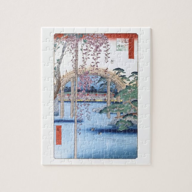 Puzzle Wisteria en el santuario de Kameido Hiroshige Bell (Vertical)
