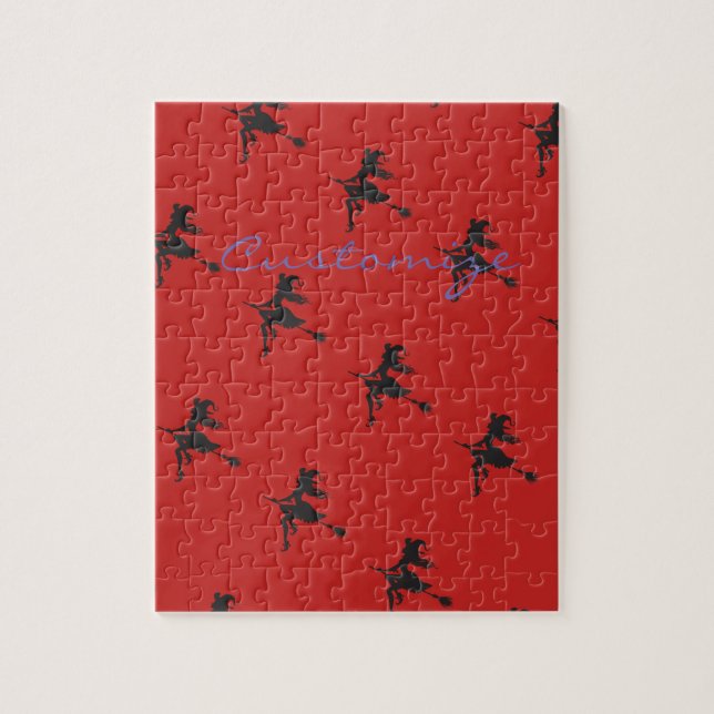 Puzzle Witch Riding Broom Halloween Thunder_Cove (Vertical)