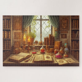 Puzzle Wizard's Library Mystical Study Fantasy