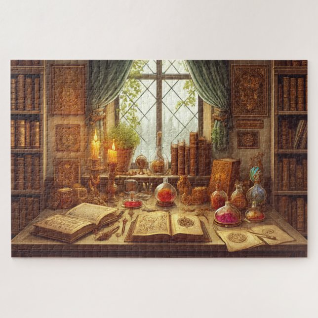 Puzzle Wizard's Library Mystical Study Fantasy (Horizontal)