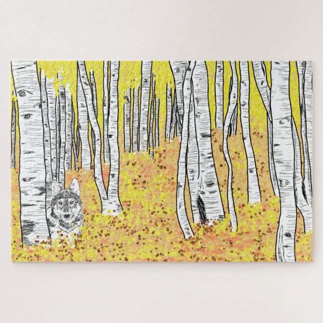 Puzzle Wolf En El Bosque De Otoño (Horizontal)