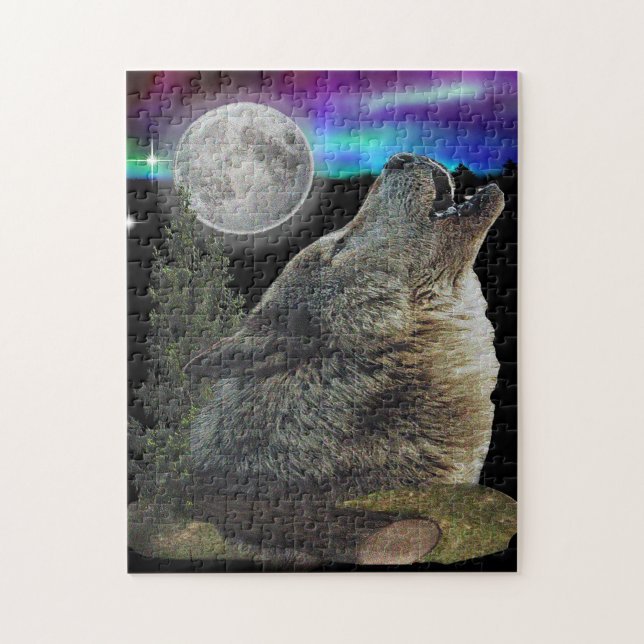 Puzzle Wolf en poster nocturno (Vertical)