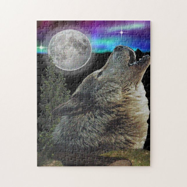 Puzzle Wolf en poster nocturno (Vertical)