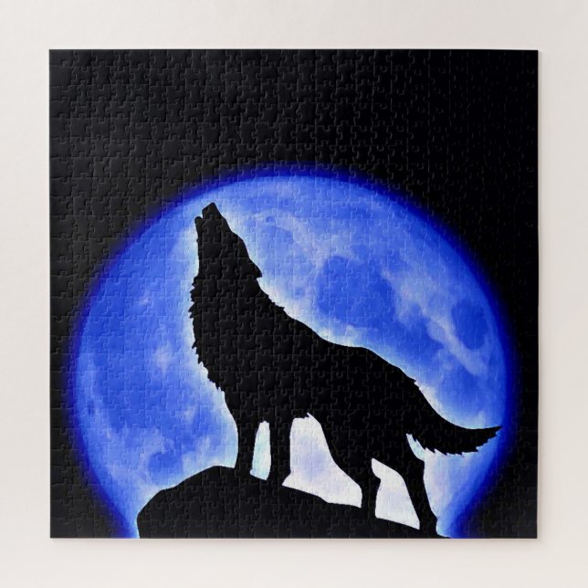 Puzzle Wolf Fullmoon & Blue Night - Arte de animales salv (Vertical)