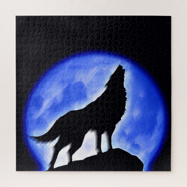 Puzzle Wolf Fullmoon & Blue Night - Arte de animales salv (Vertical)