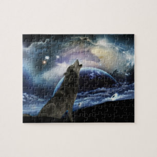Puzzle Wolf gritando en la luna