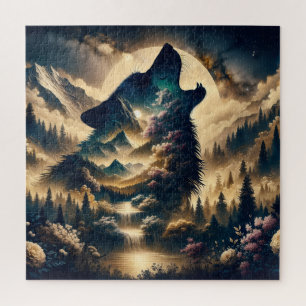 Puzzle Wolf Howling en la Luna