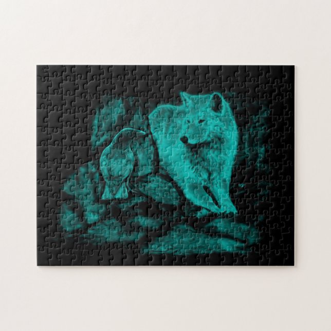 Puzzle Wolf y Raven en la noche (Horizontal)