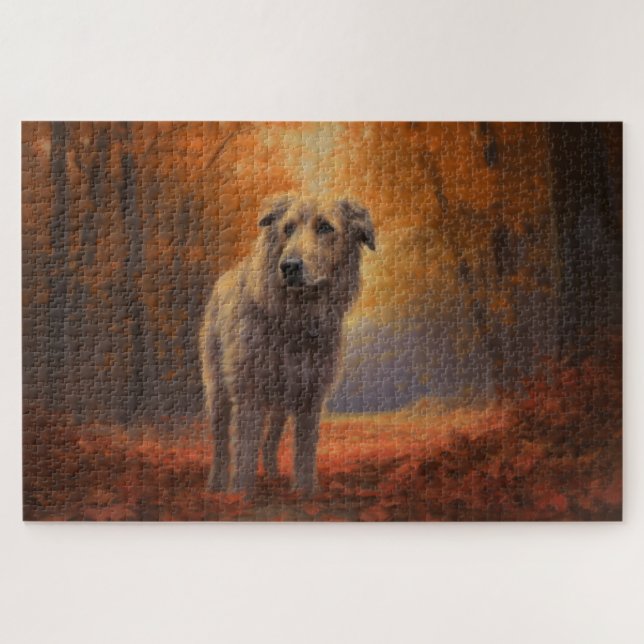 Puzzle Wolfhound en otoño se inspira en las hojas (Horizontal)