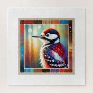 Puzzle Woodpecker in the Forest 051124AREF112 - Watercolo