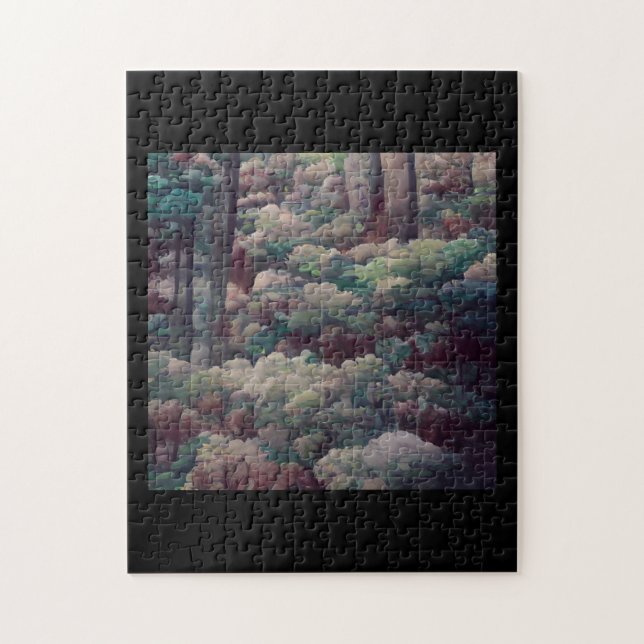 Puzzle Woods shadow art green y brown (Vertical)