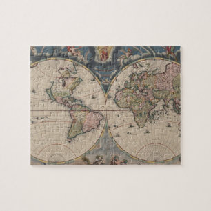 Puzzle World Map Globe Travel Antiguo