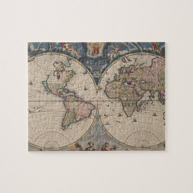 Puzzle World Map Globe Travel Antiguo (Horizontal)