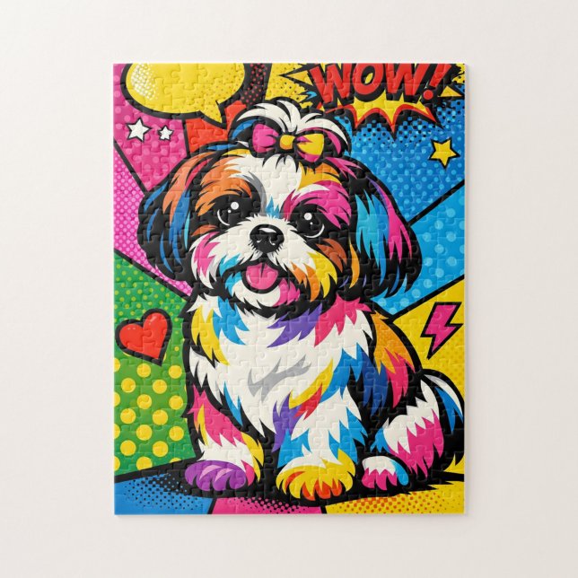 Puzzle “¡WOW! Shih Tzu Pop‑Art” (“Color, cuteness, and comic flair collide!”)