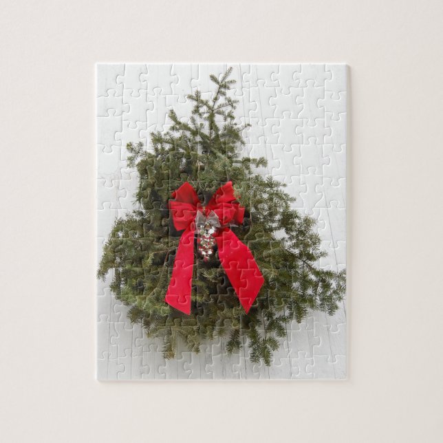Puzzle Wreath y Red Bow navidades (Vertical)