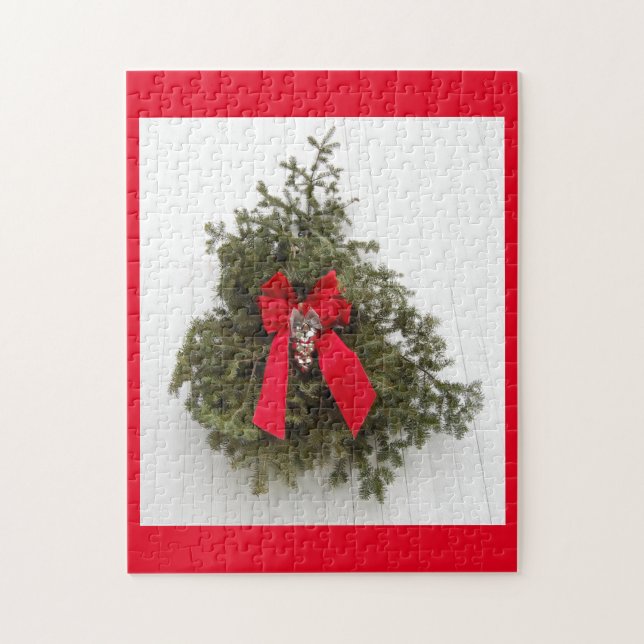Puzzle Wreath y Red Bow navidades (Vertical)