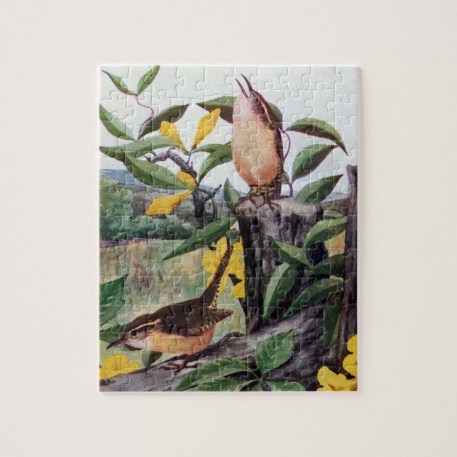 Puzzle Wrens de Carolina y Jessamine amarillo (Vertical)