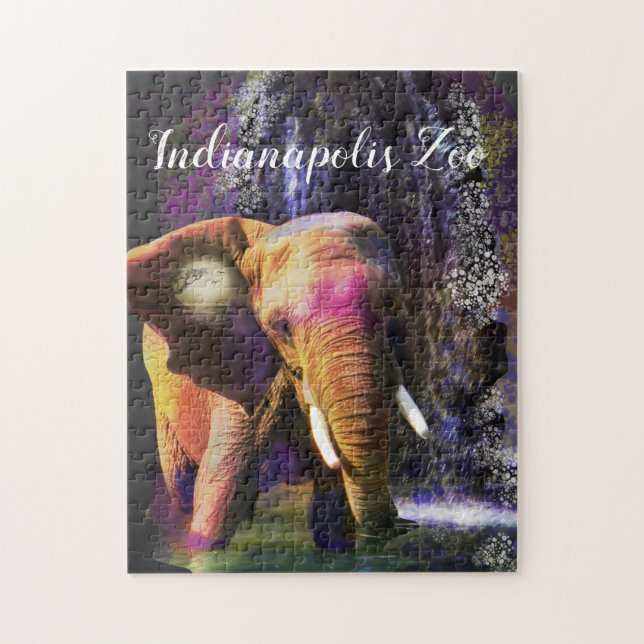 Puzzle Wrinkly Wonders Colorful Elephant Waterfall (Vertical)