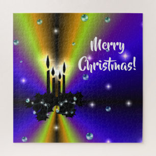 Puzzle Xmas Artdeco sobre el arco iris amarillo morado