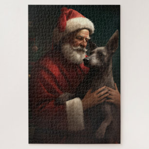 Puzzle Xoloitzcuintli con Papá Noel Festivo de Navidad