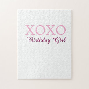Puzzle Xoxo cumpleaños chica nombre rosa malva simple amo