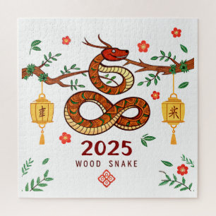 Puzzle Year 2025 Wood Snake. Chinese horoscope 