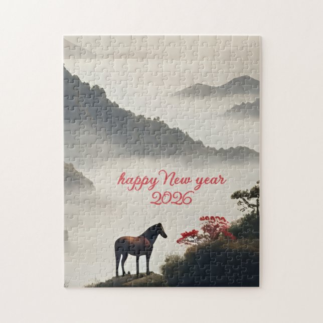 Puzzle Year of the Horse 2026 Chinese New Year Mountain  (Vertical)