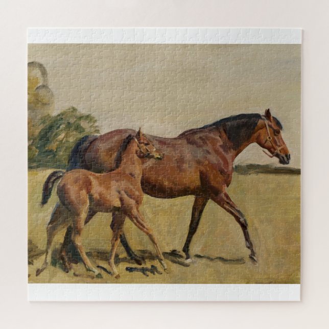 Puzzle Yegua y potro por Munnings (Horizontal)