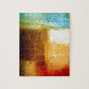 Puzzle Yellow Brown Blue Red Abstract Painting Artwork