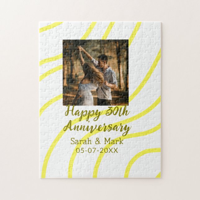 Puzzle Yellow golden photo 30th wedding anniversary name  (Vertical)