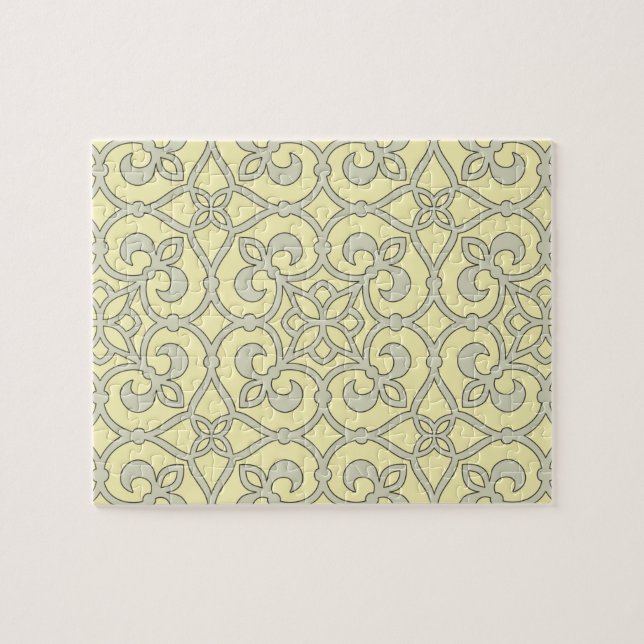 Puzzle Yellow Moroccan Lattice Ornate Pattern (Horizontal)
