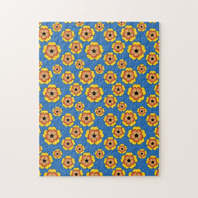 Puzzle Yellow Orange Flowers Pattern (Vertical)