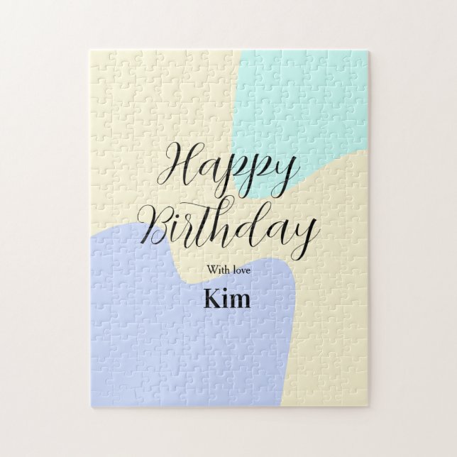 Puzzle Yellow purple green happy birthday abstract pastel (Vertical)