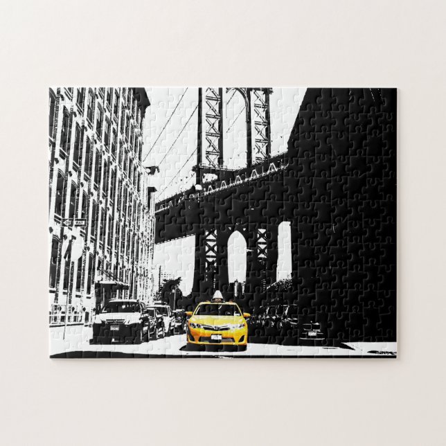 Puzzle Yellow Taxi Nyc New York City Brooklyn Bridge (Horizontal)
