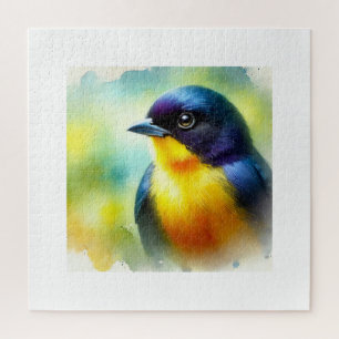 Puzzle yellow throated euphonia 161024AREF135 - Watercolo