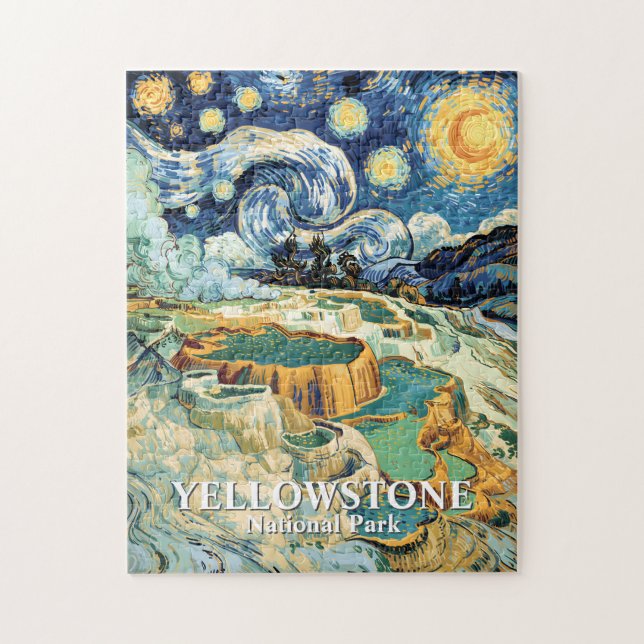 Puzzle Yellowstone Mammoth Hot Springs Van Gogh Vibrant (Vertical)