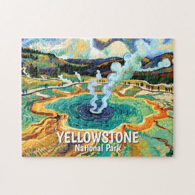 Puzzle Yellowstone National Park Hot Spring Van Gogh Art (Horizontal)