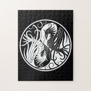 Puzzle Yin blanco y negro Yang Phoenix
