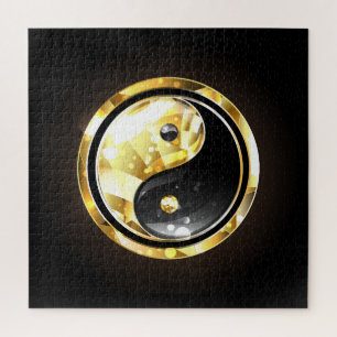 Puzzle Yin Yang dorado en negro