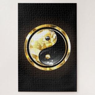 Puzzle Yin Yang dorado en negro