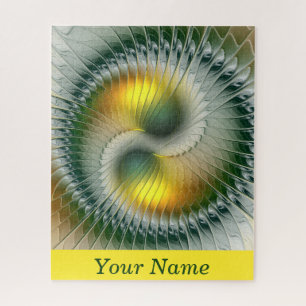 Puzzle Yin Yang Green Yellow Resumen Nombre del arte colo