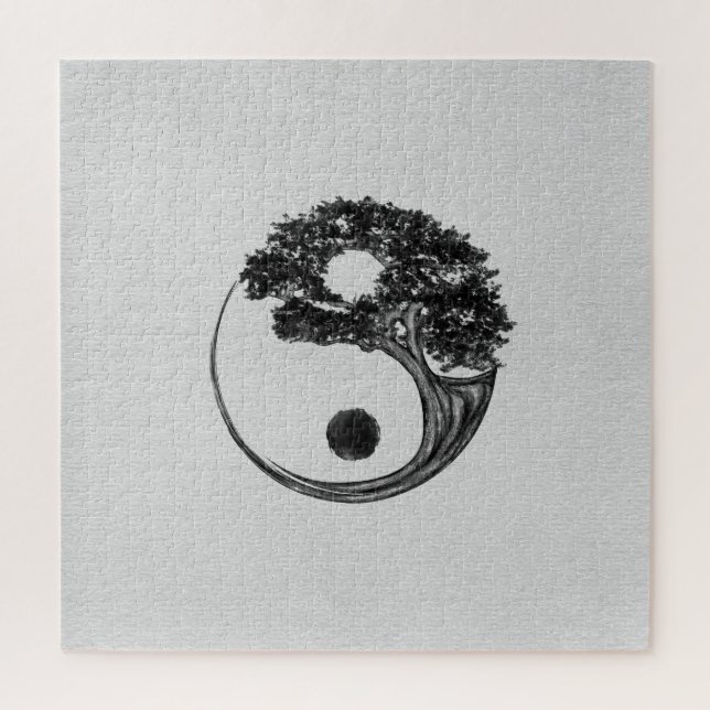 Puzzle Yin Yang Tree Canvas (Vertical)